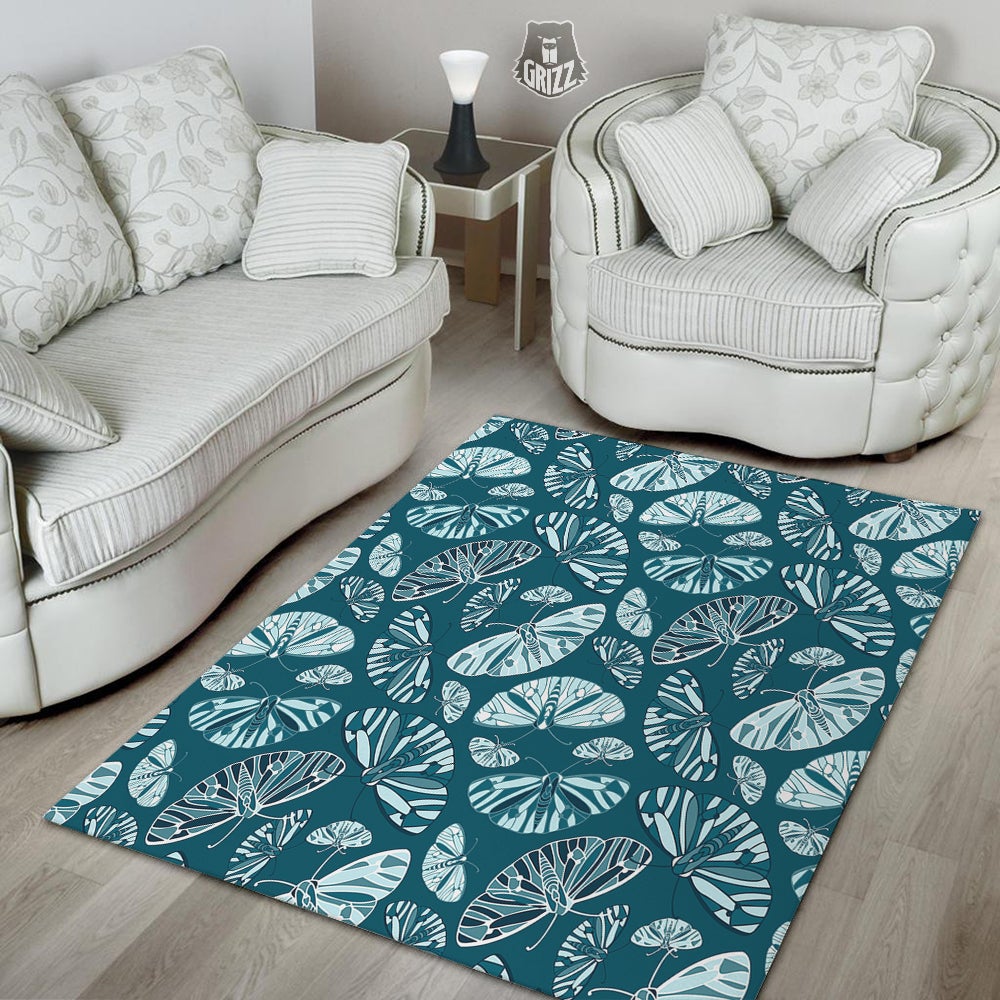 Butterfly Turquoise Print Pattern Floor Mat-grizzshop