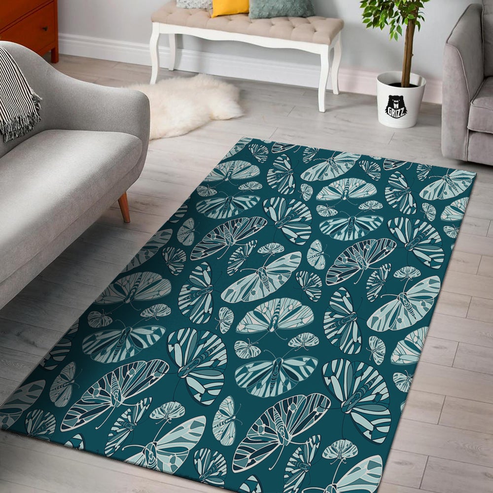 Butterfly Turquoise Print Pattern Floor Mat-grizzshop