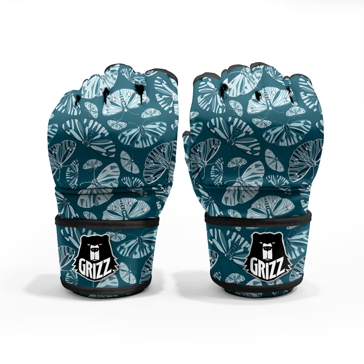 Butterfly Turquoise Print Pattern MMA Gloves-grizzshop