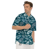 Butterfly Turquoise Print Pattern Men's Short Sleeve Shirts-grizzshop