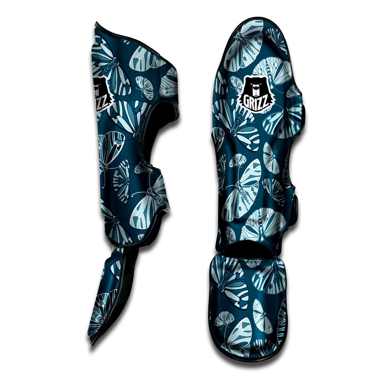 Butterfly Turquoise Print Pattern Muay Thai Shin Guards-grizzshop