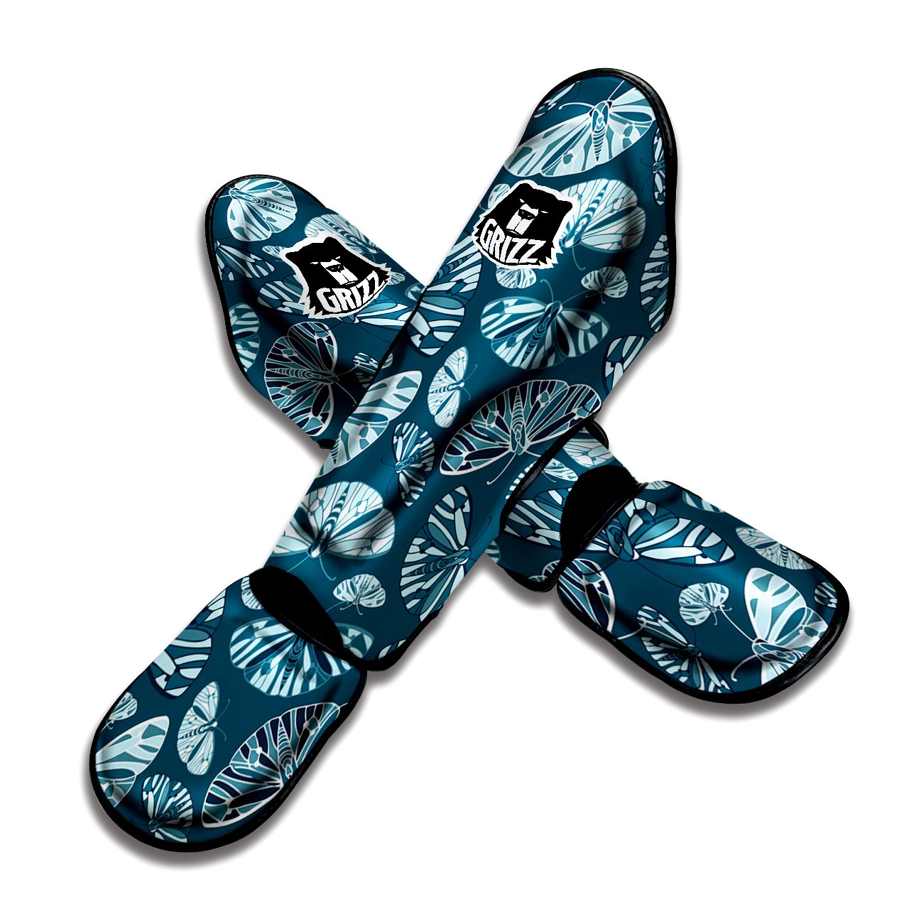 Butterfly Turquoise Print Pattern Muay Thai Shin Guards-grizzshop