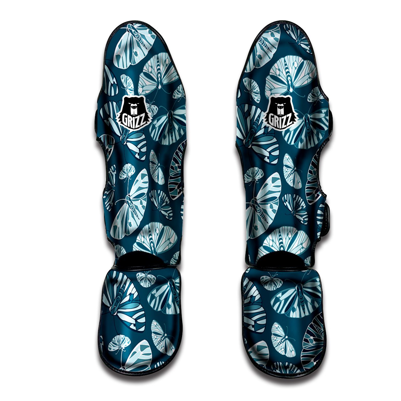 Butterfly Turquoise Print Pattern Muay Thai Shin Guards-grizzshop