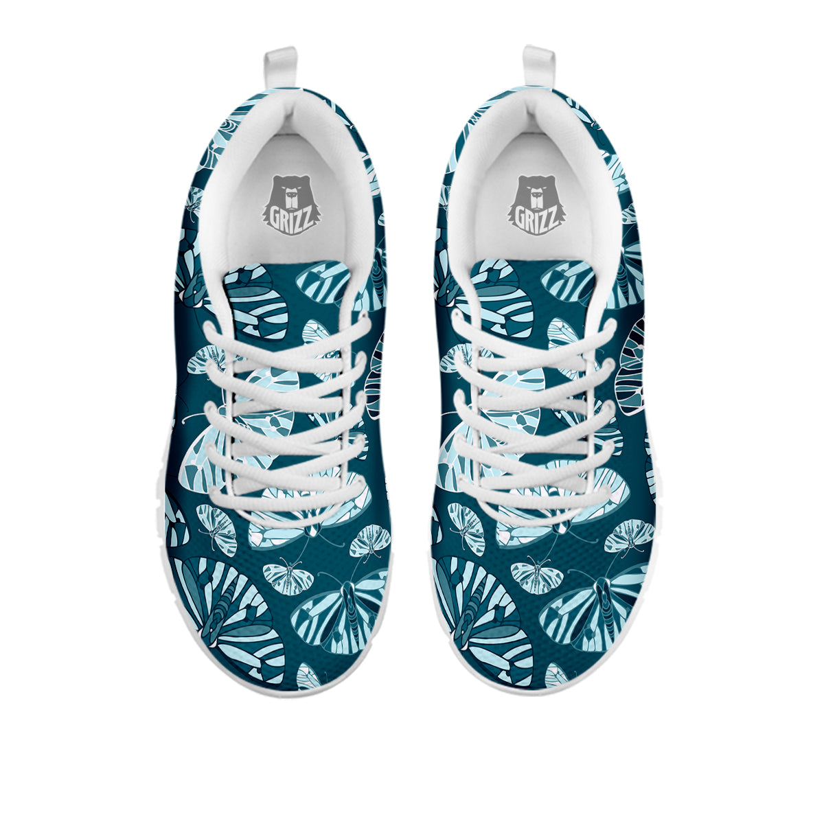 Butterfly Turquoise Print Pattern White Sneaker-grizzshop