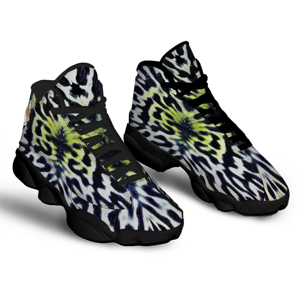 Butterfly Wing Skin Black White And Green Print Black Basketball Shoes-grizzshop
