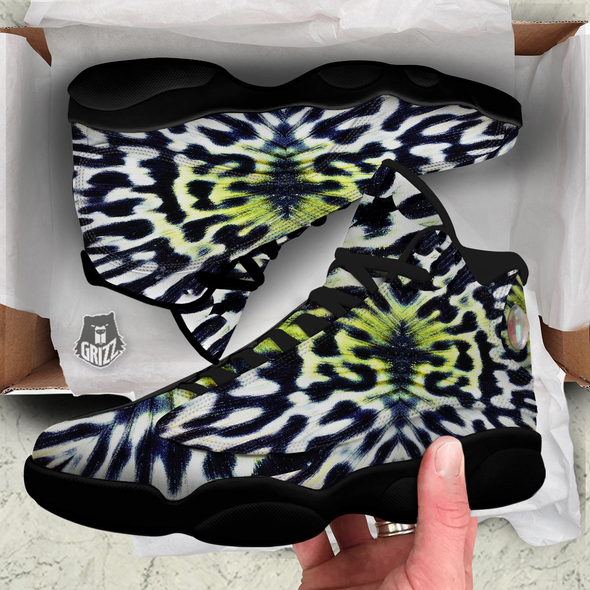 Butterfly Wing Skin Black White And Green Print Black Basketball Shoes-grizzshop