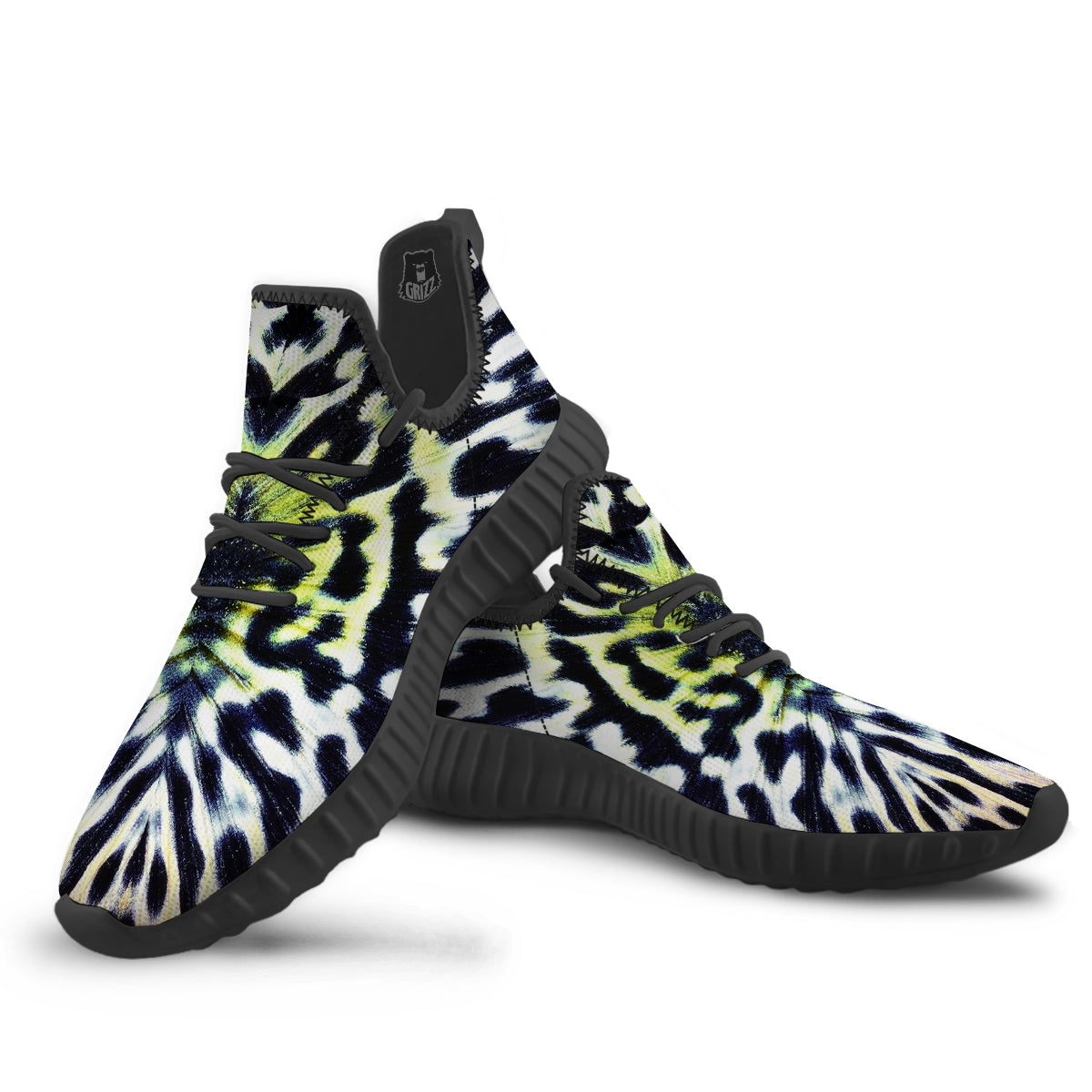 Butterfly Wing Skin Black White And Green Print Black Walking Shoes-grizzshop