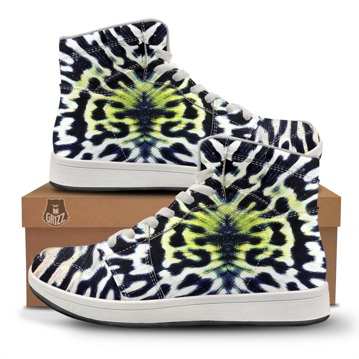 Butterfly Wing Skin Black White And Green Print High Top Sneakers-grizzshop