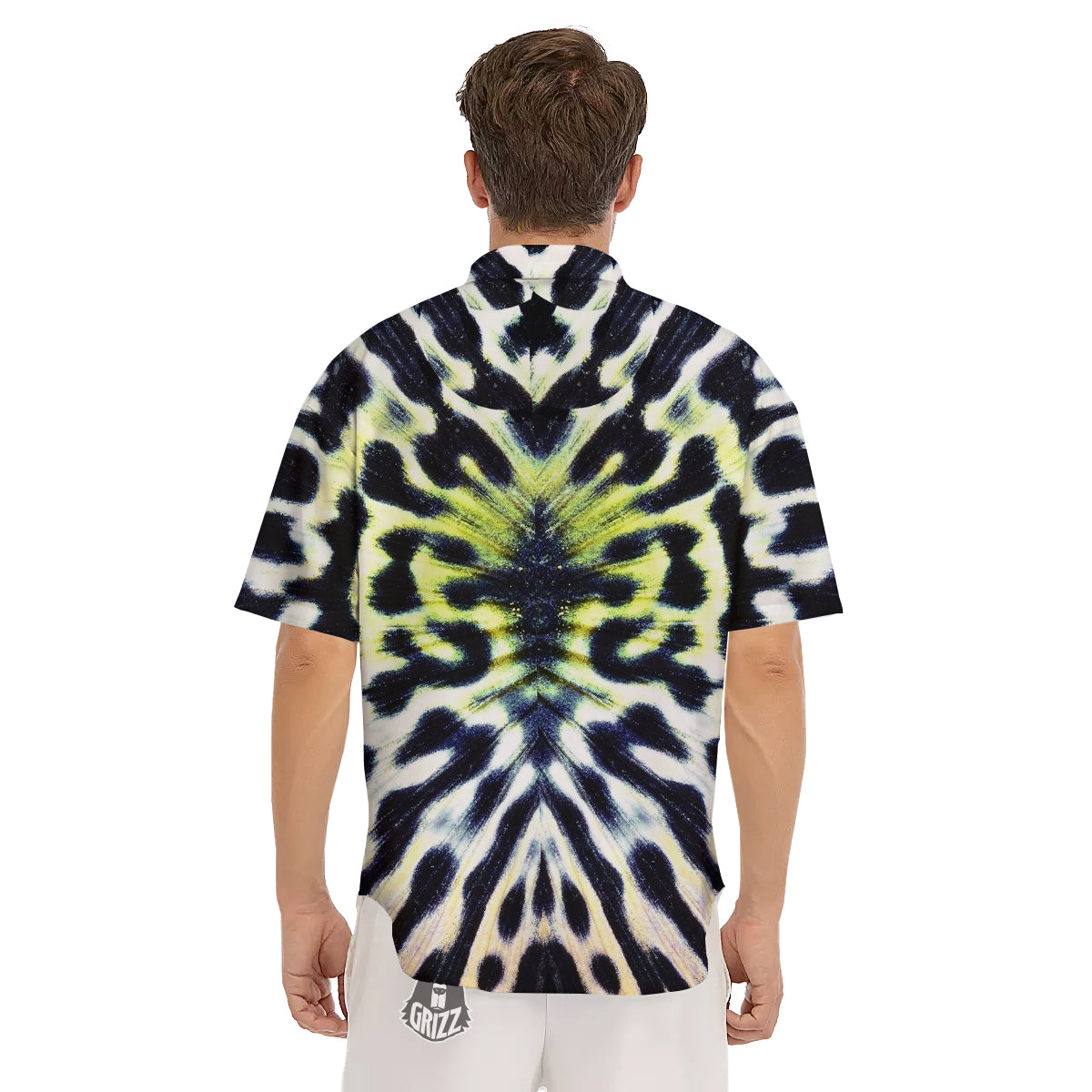 Butterfly Wing Skin Black White And Green Print Men's Short Sleeve Shirts-grizzshop