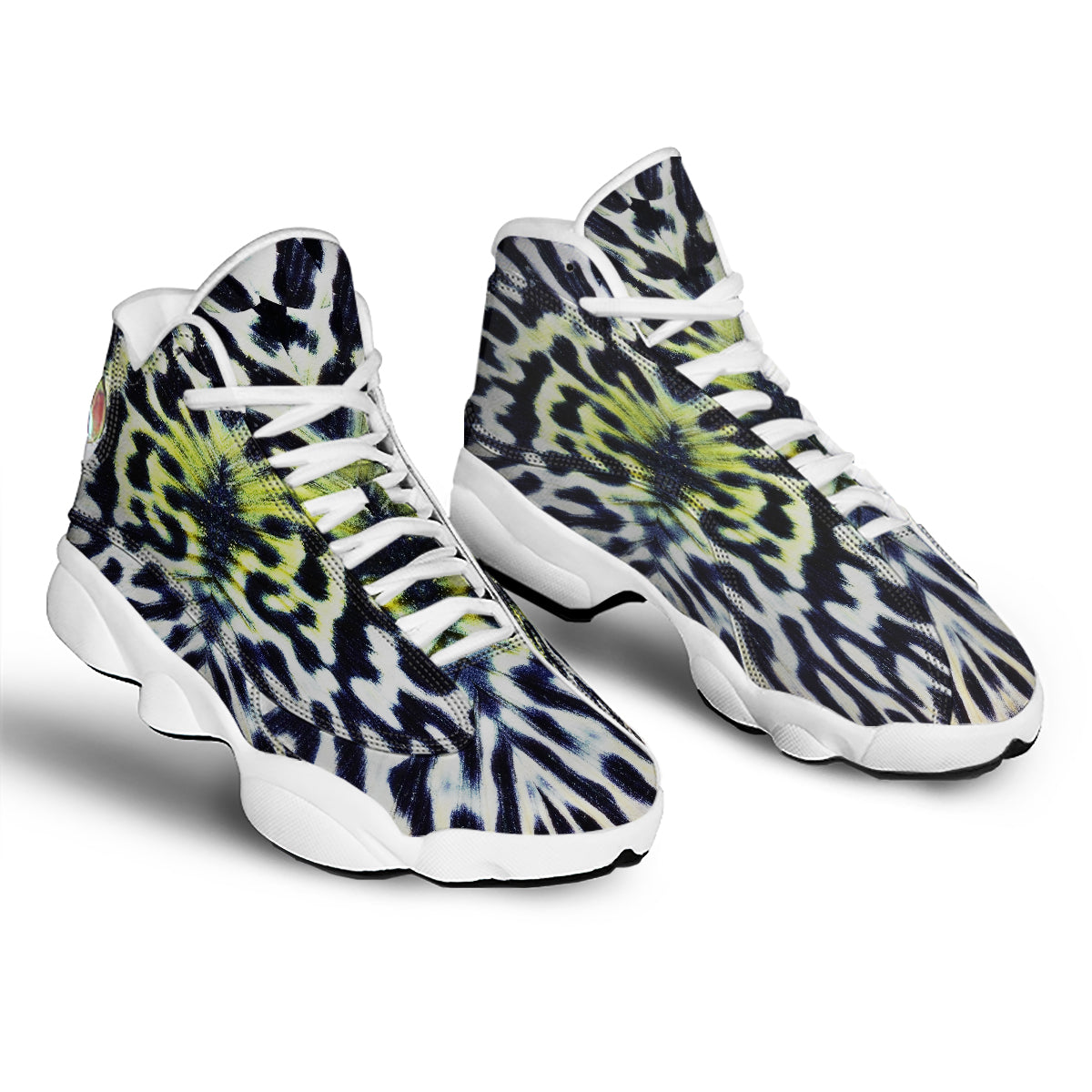 Butterfly Wing Skin Black White And Green Print White Basketball Shoes-grizzshop