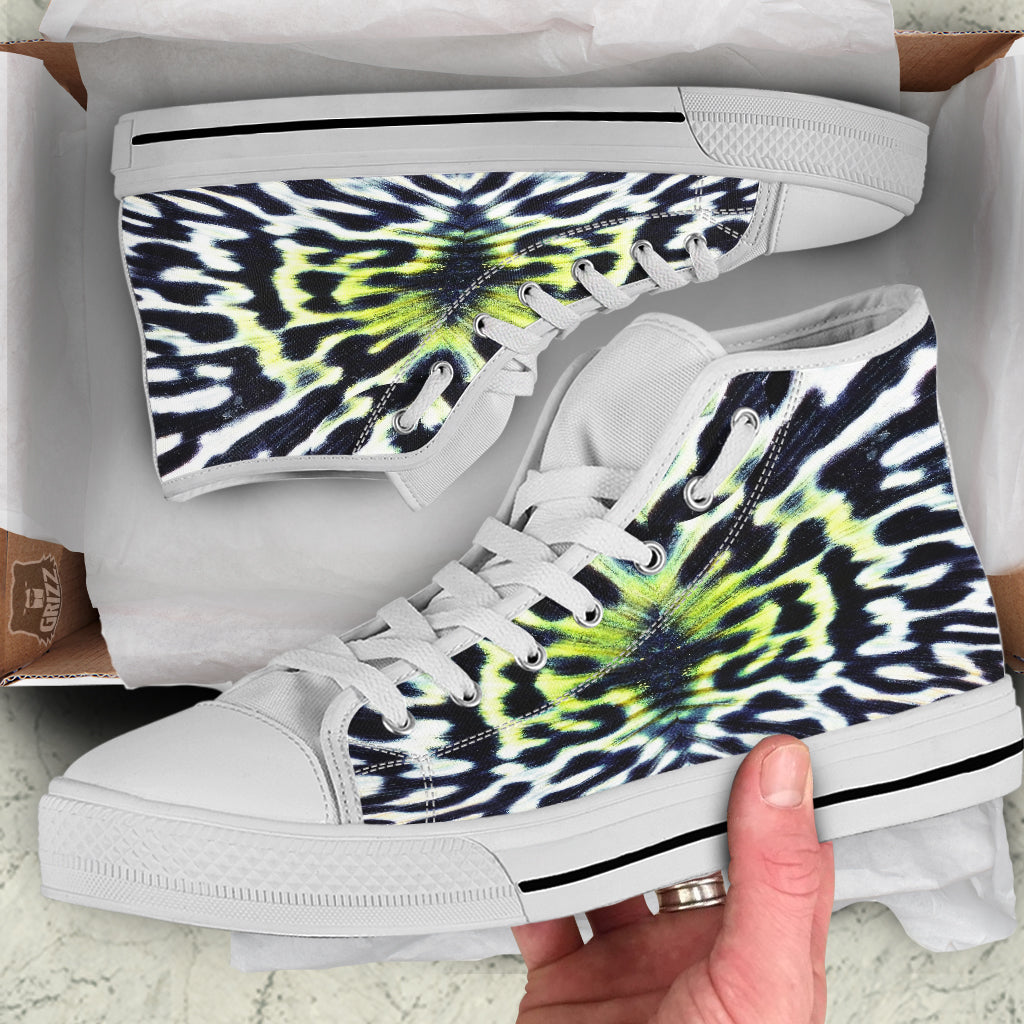 Butterfly Wing Skin Black White And Green Print White High Top Shoes-grizzshop