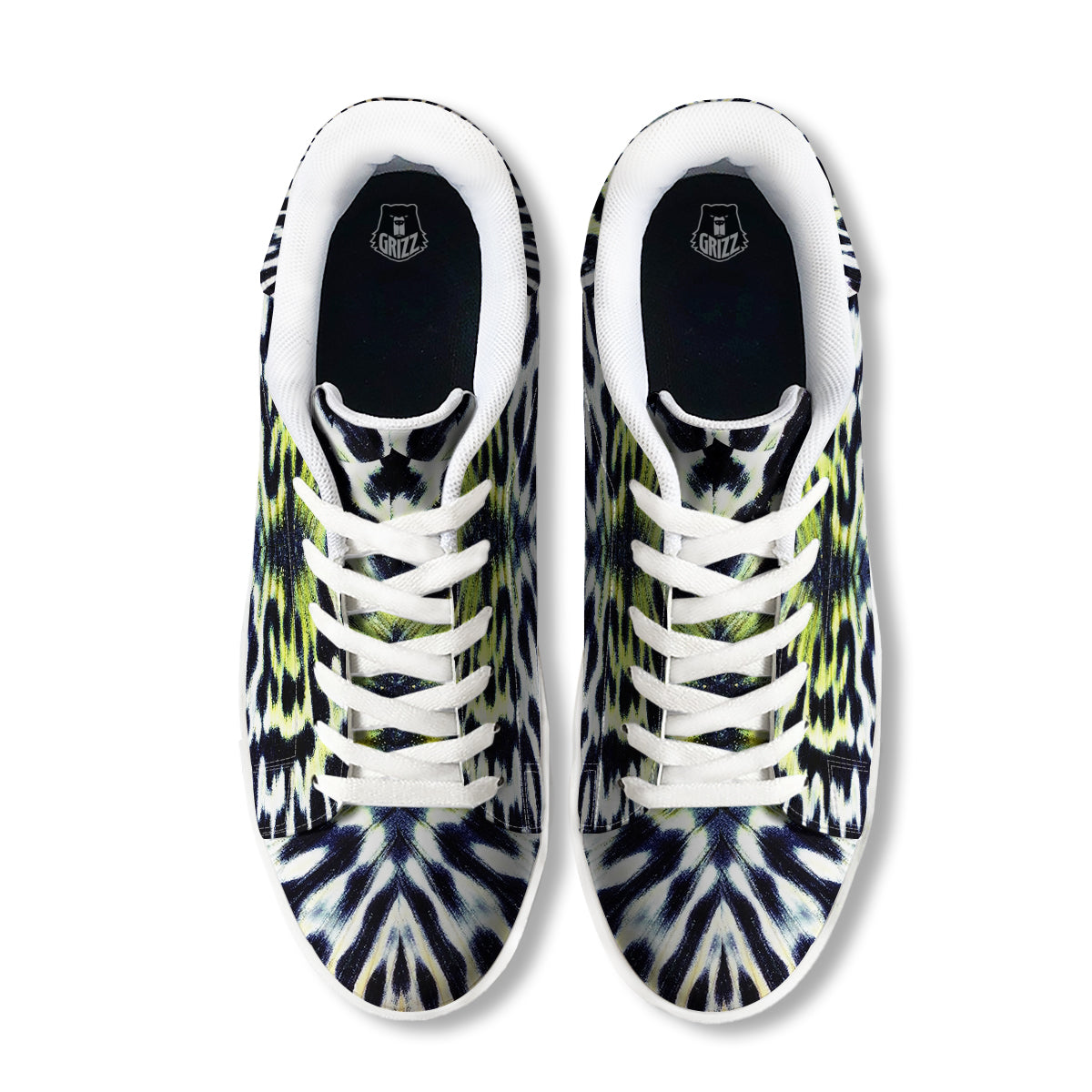 Butterfly Wing Skin Black White And Green Print White Low Top Sneakers-grizzshop