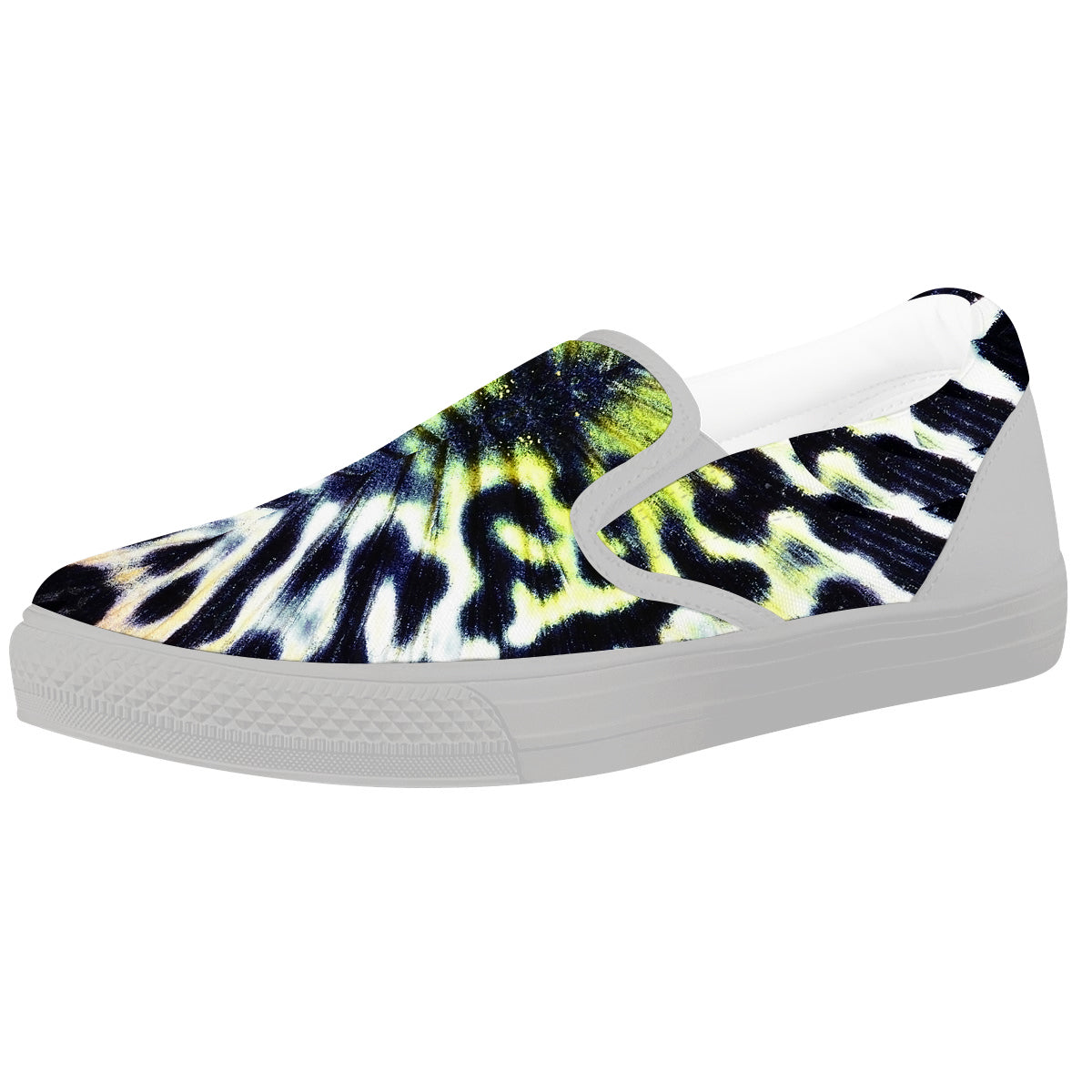 Butterfly Wing Skin Black White And Green Print White Slip On Shoes-grizzshop