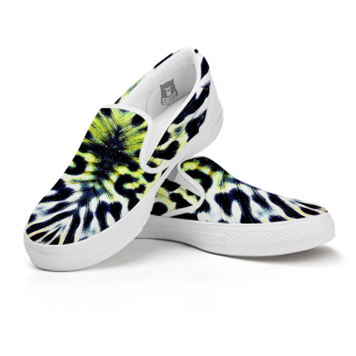 Butterfly Wing Skin Black White And Green Print White Slip On Shoes-grizzshop