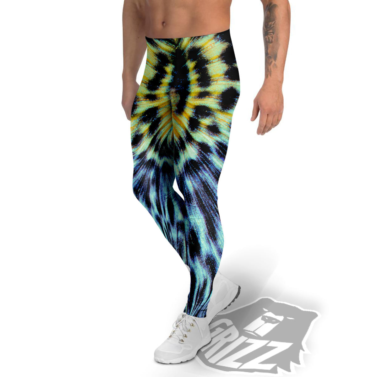 Butterfly Wing Skin Blue Print Men's Leggings-grizzshop