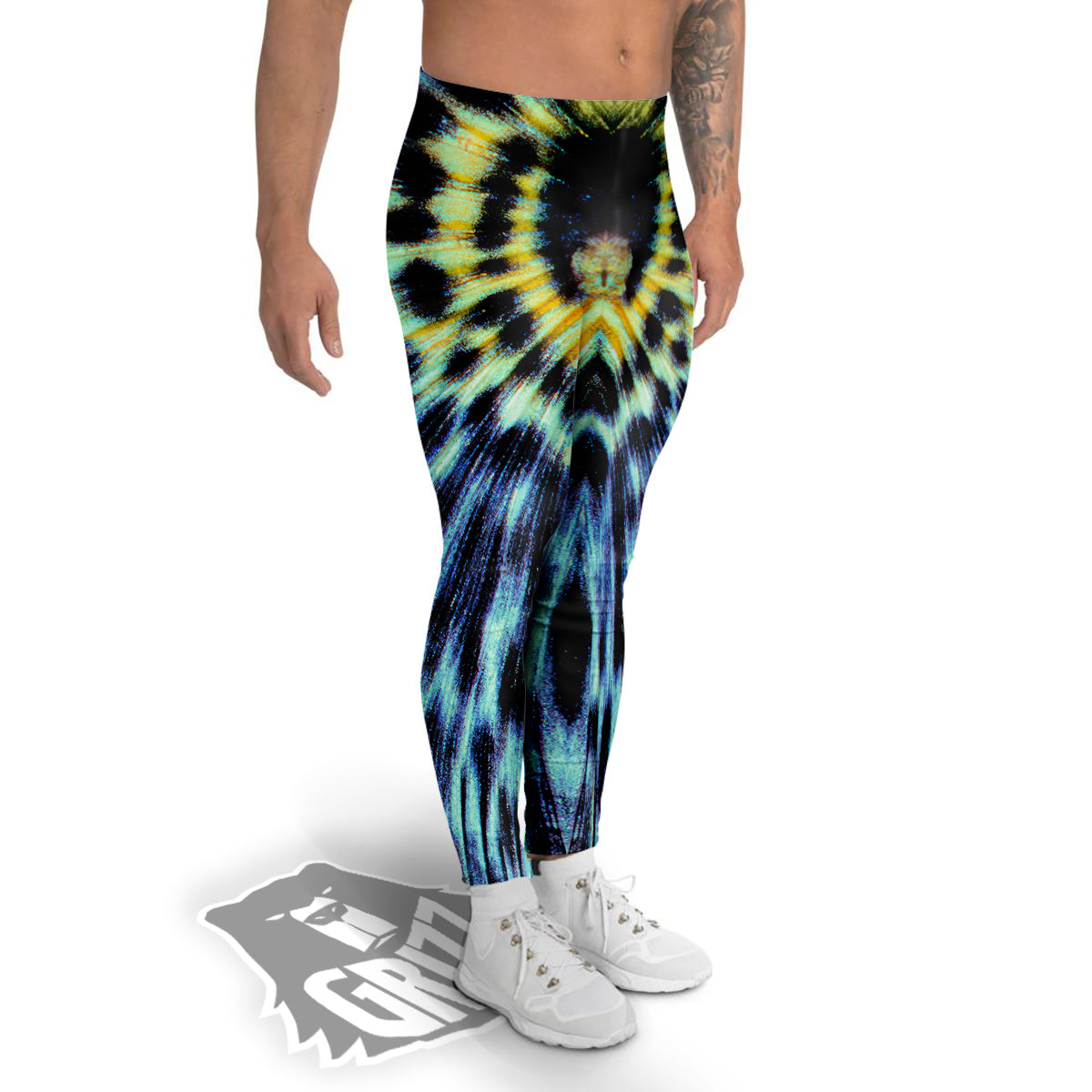 Butterfly Wing Skin Blue Print Men's Leggings-grizzshop