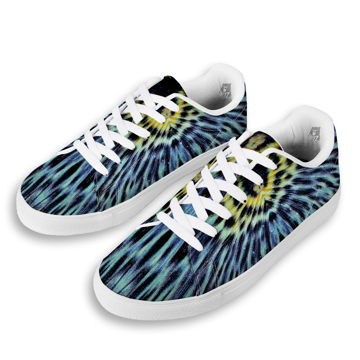 Butterfly Wing Skin Blue Print White Low Top Sneakers-grizzshop