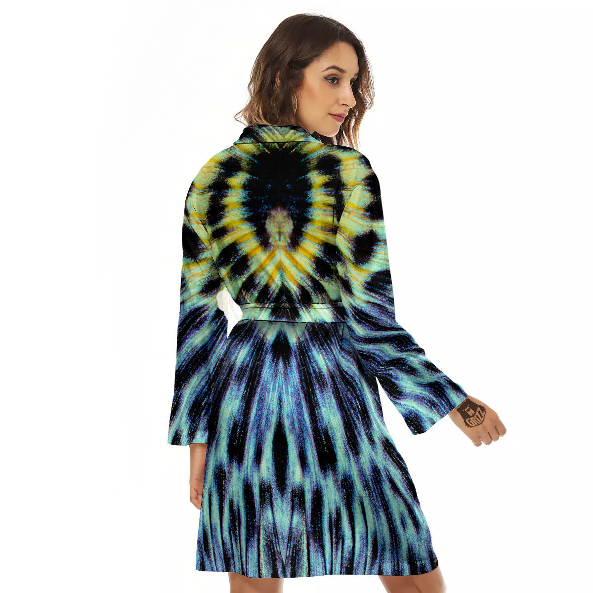 Butterfly Wing Skin Blue Print Women's Robe-grizzshop