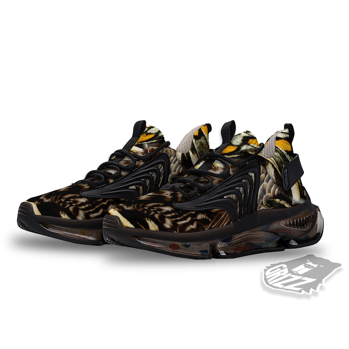 Butterfly Wing Skin Dark And Orange Print Black Gym Shoes-grizzshop