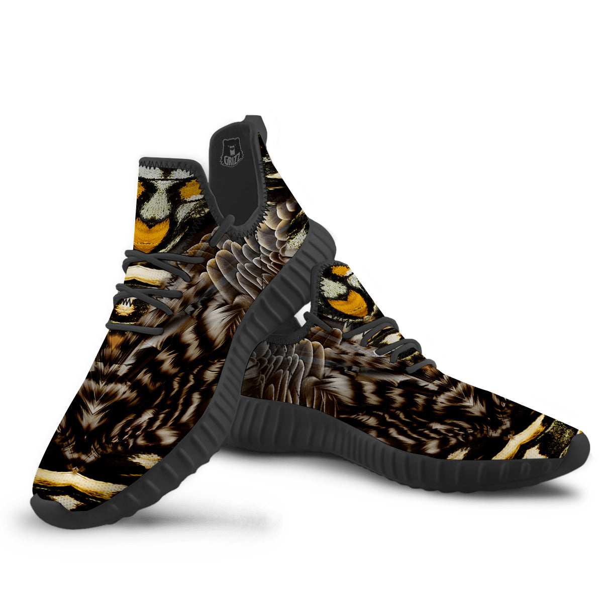 Butterfly Wing Skin Dark And Orange Print Black Walking Shoes-grizzshop