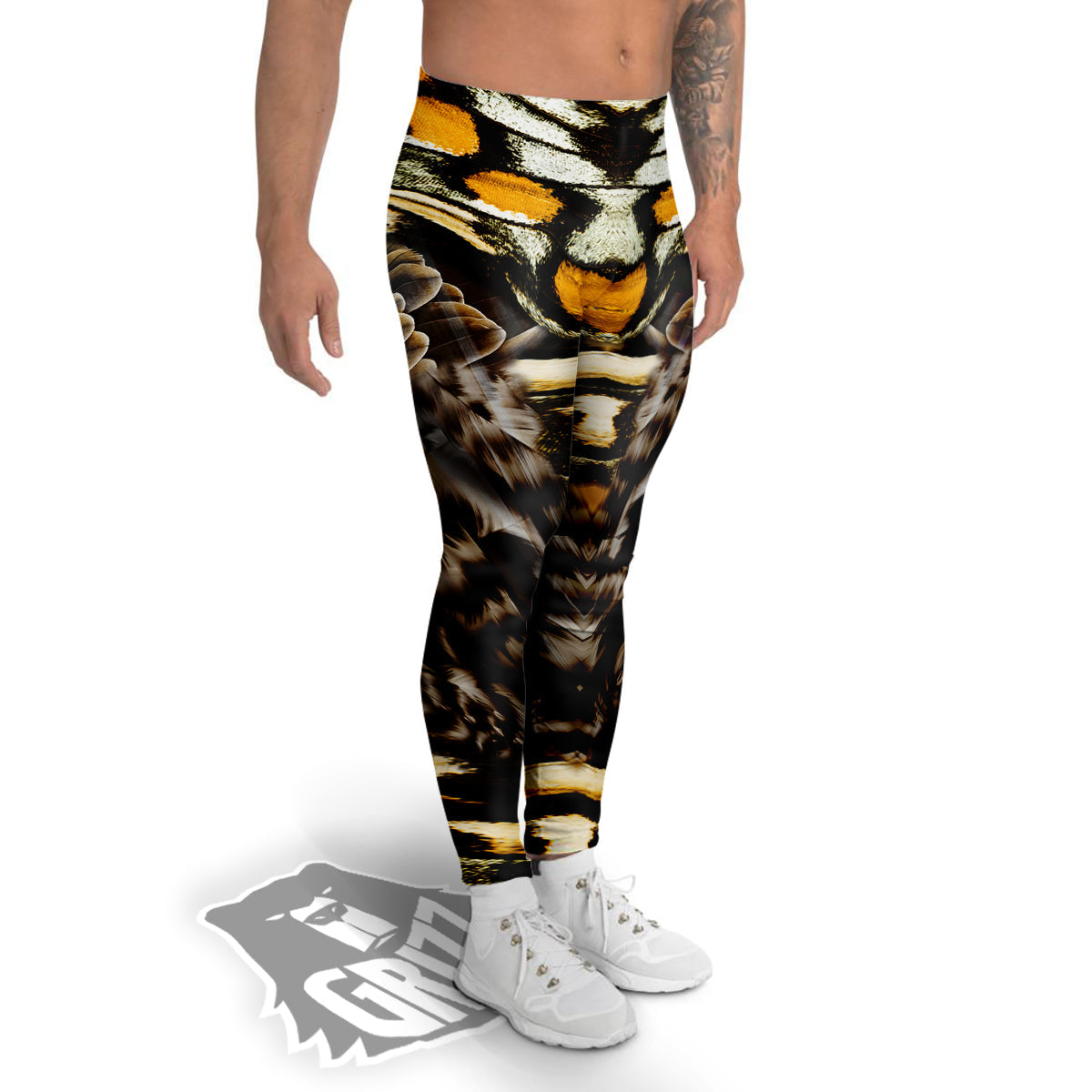 Butterfly Wing Skin Dark And Orange Print Men's Leggings-grizzshop