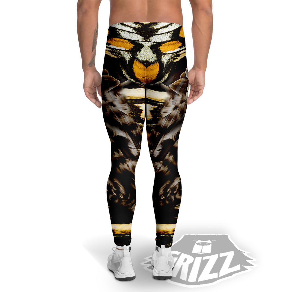 Butterfly Wing Skin Dark And Orange Print Men's Leggings-grizzshop