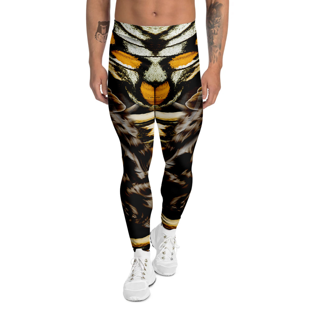 Butterfly Wing Skin Dark And Orange Print Men's Leggings-grizzshop