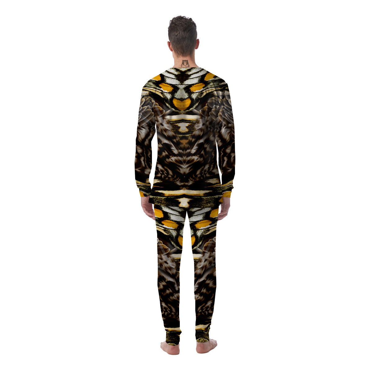 Butterfly Wing Skin Dark And Orange Print Men's Pajamas-grizzshop