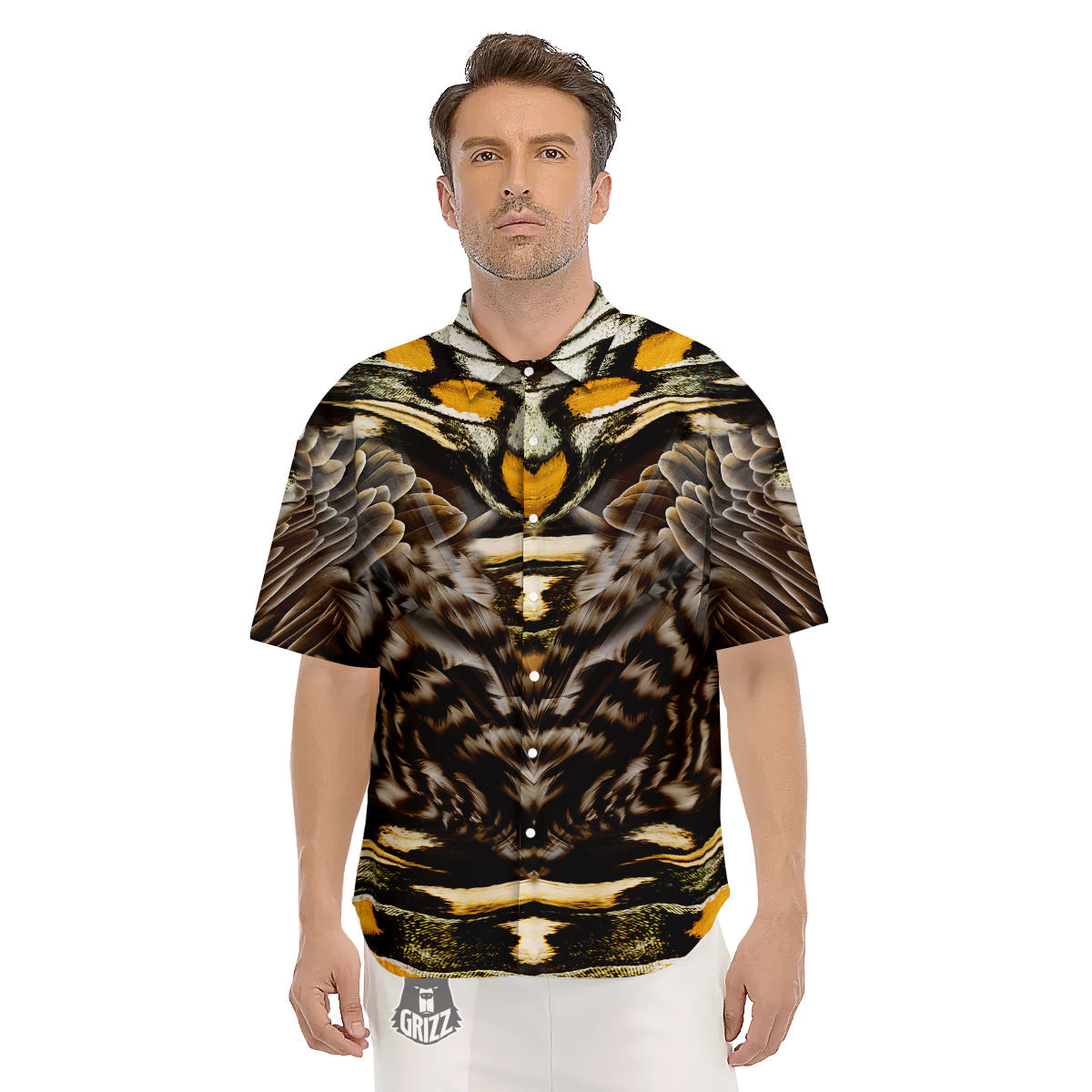 Butterfly Wing Skin Dark And Orange Print Men's Short Sleeve Shirts-grizzshop