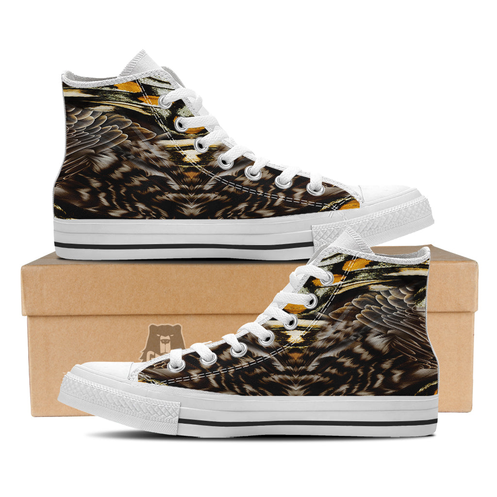 Butterfly Wing Skin Dark And Orange Print White High Top Shoes-grizzshop