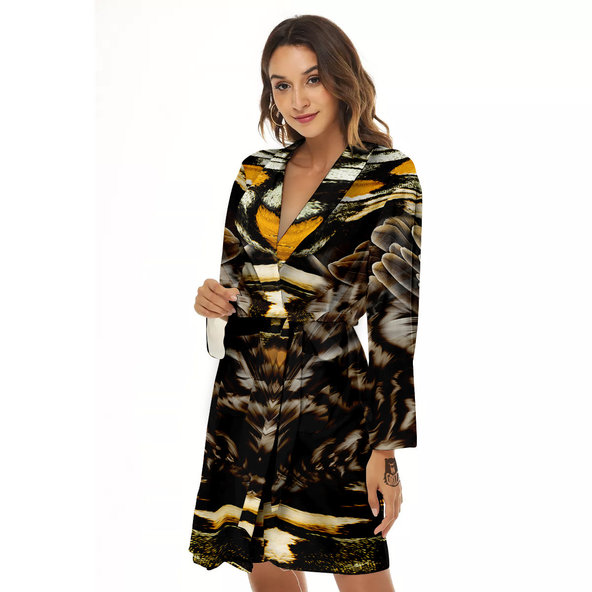 Butterfly Wing Skin Dark And Orange Print Women's Robe-grizzshop