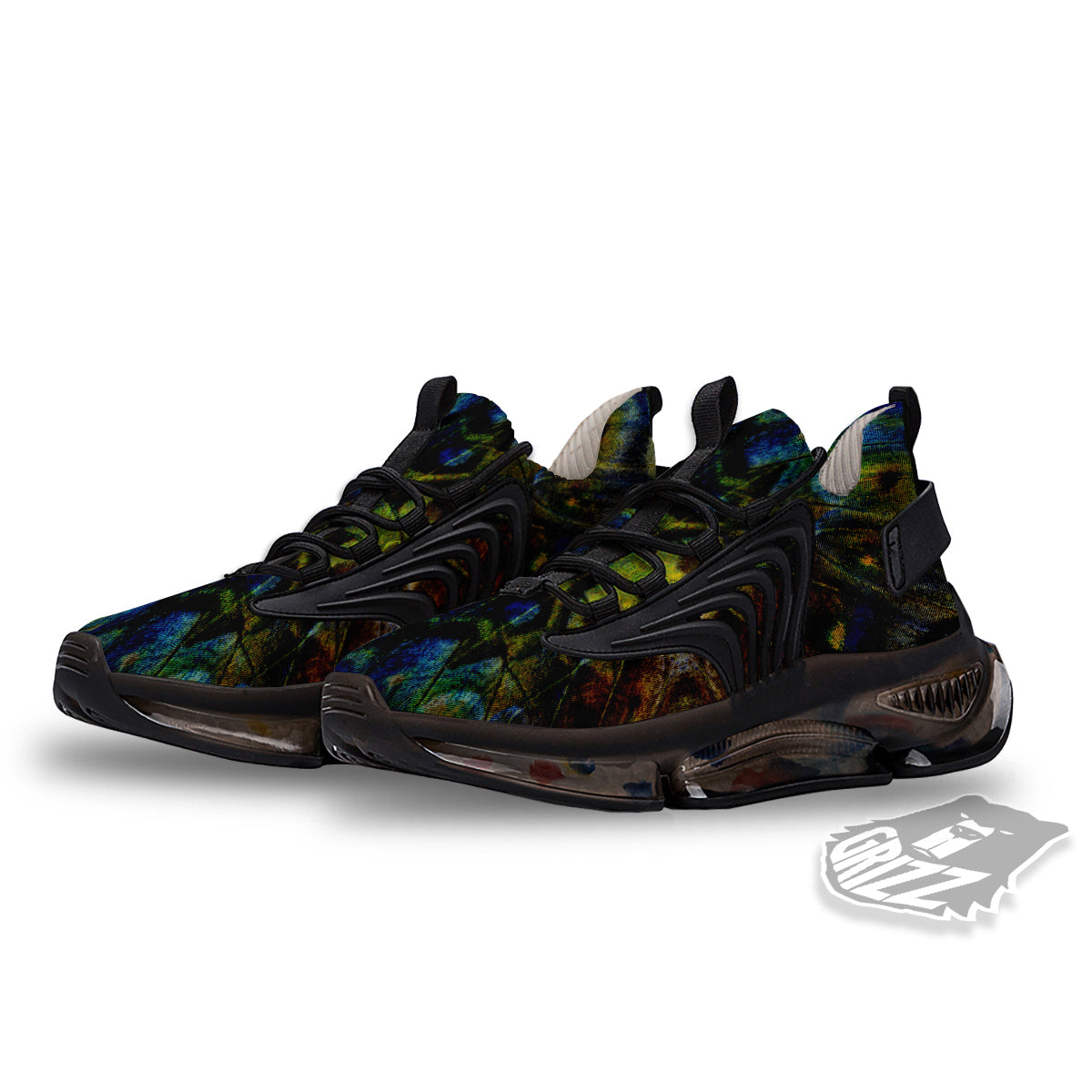 Butterfly Wing Skin Dark Print Black Gym Shoes-grizzshop