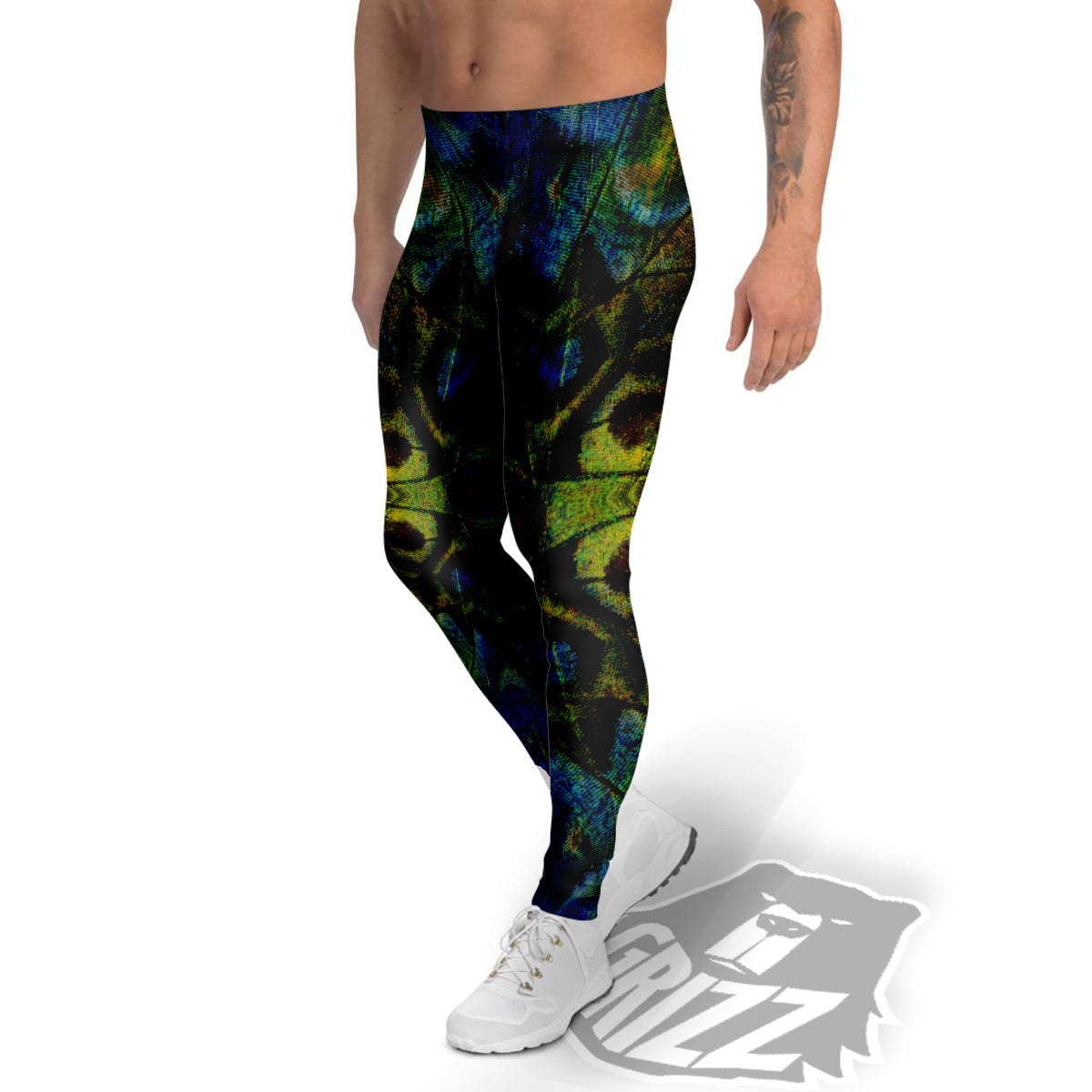 Butterfly Wing Skin Dark Print Men's Leggings-grizzshop