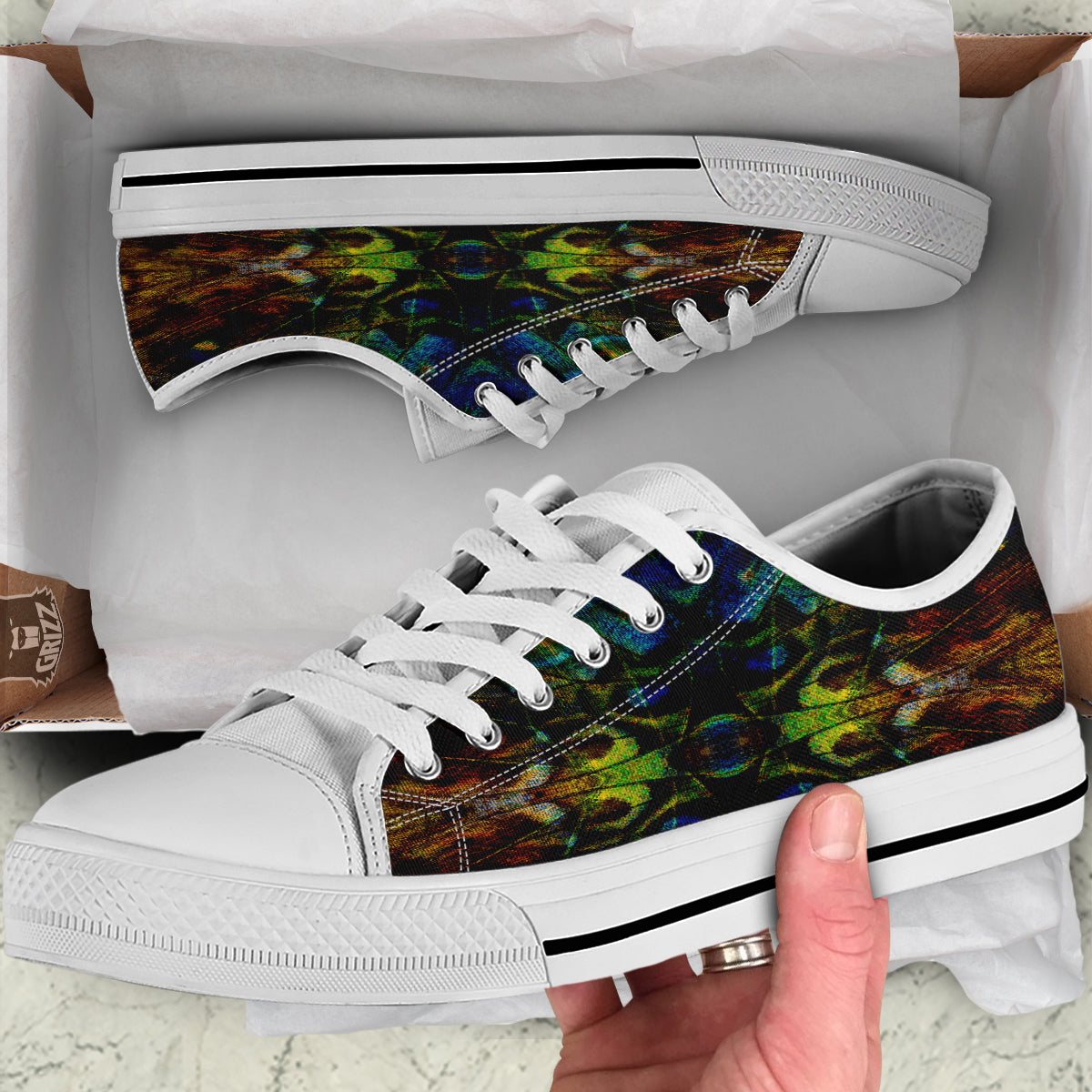 Butterfly Wing Skin Dark Print White Low Top Shoes-grizzshop
