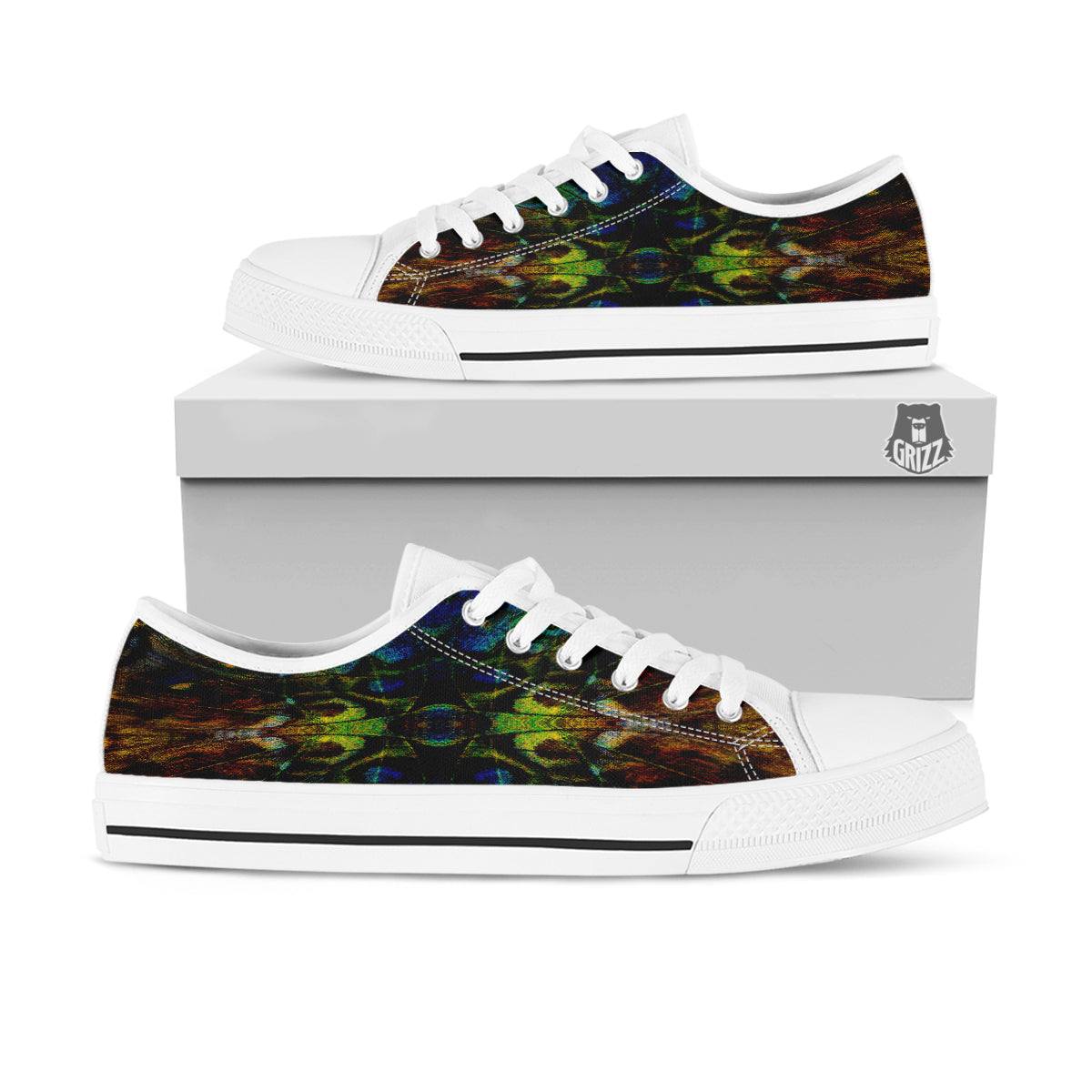 Butterfly Wing Skin Dark Print White Low Top Shoes-grizzshop