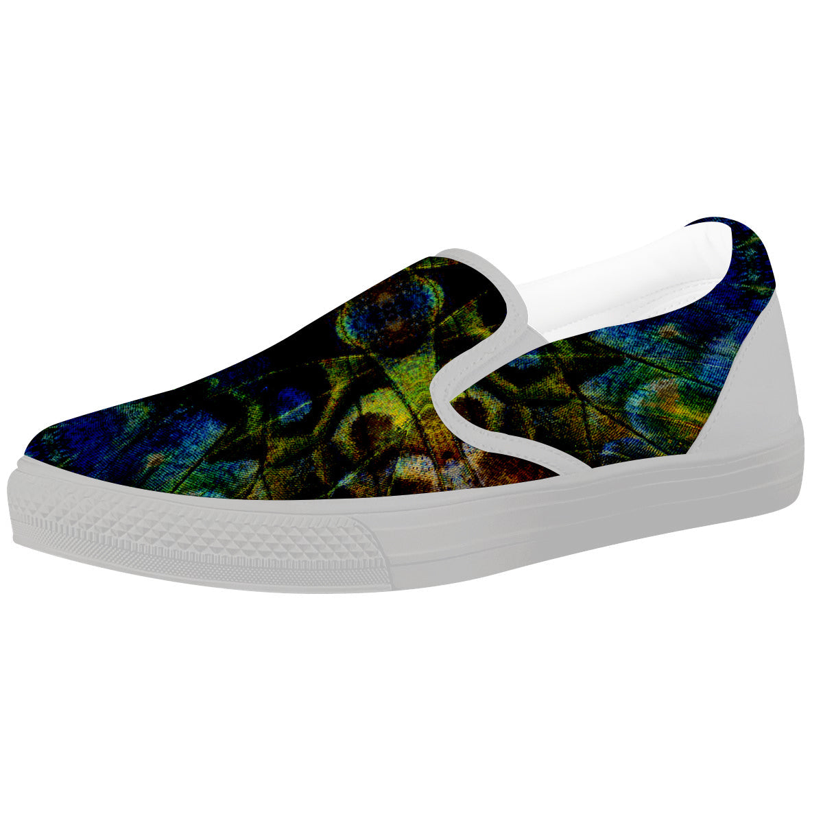 Butterfly Wing Skin Dark Print White Slip On Shoes-grizzshop