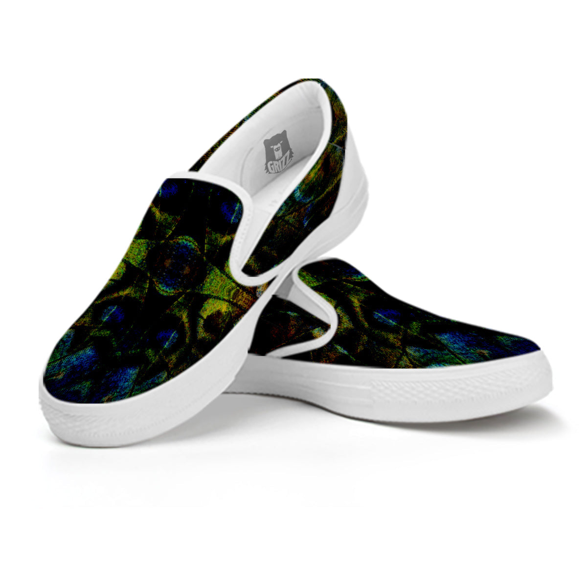 Butterfly Wing Skin Dark Print White Slip On Shoes-grizzshop