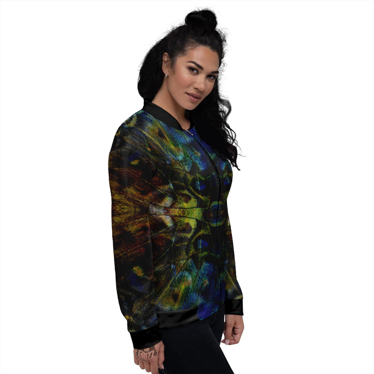 Butterfly Wing Skin Dark Print Women's Bomber Jacket-grizzshop