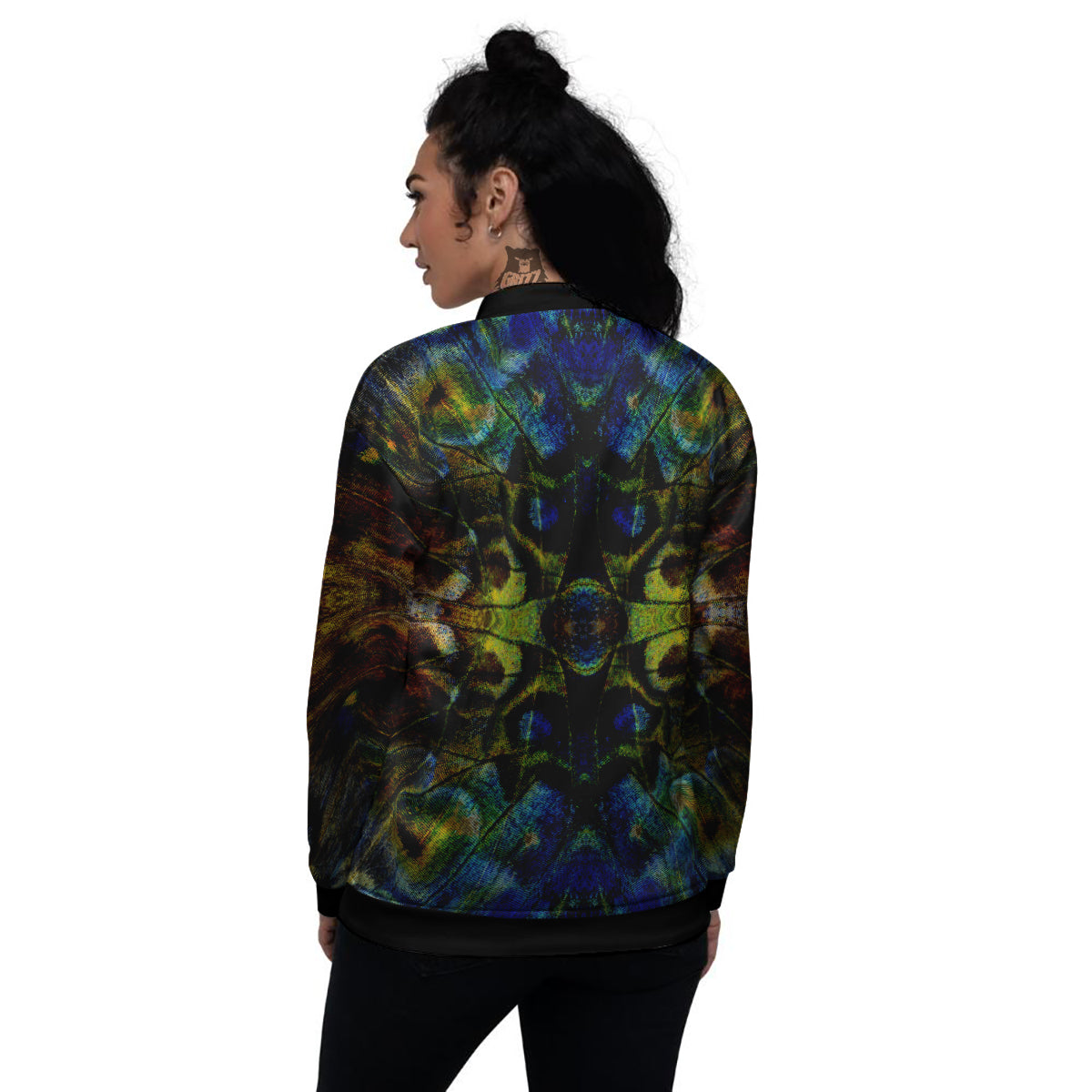 Butterfly Wing Skin Dark Print Women's Bomber Jacket-grizzshop