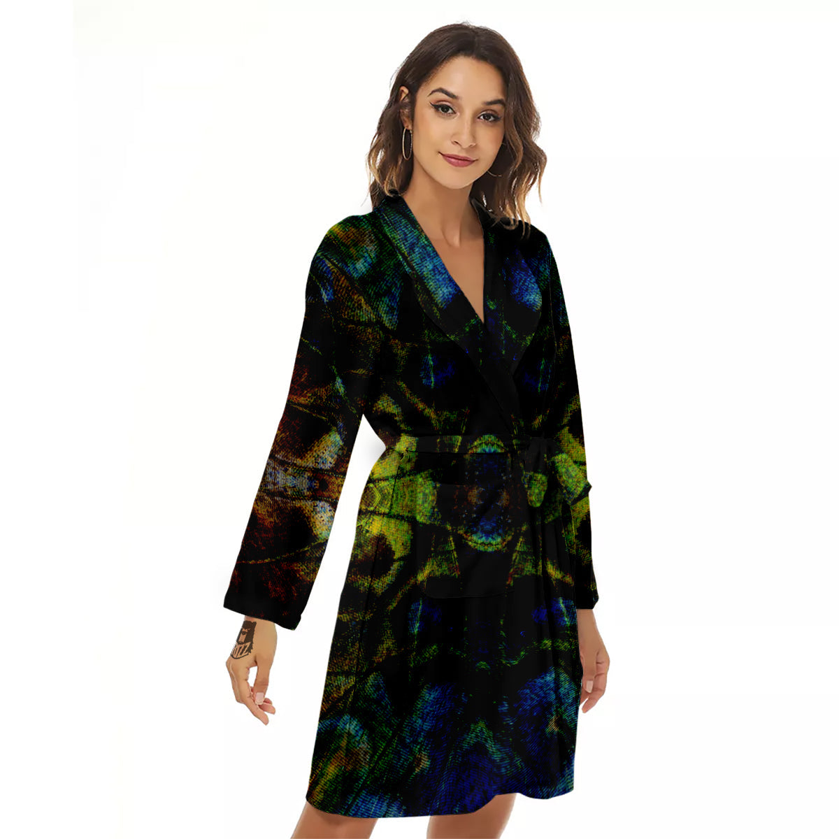 Butterfly Wing Skin Dark Print Women's Robe-grizzshop