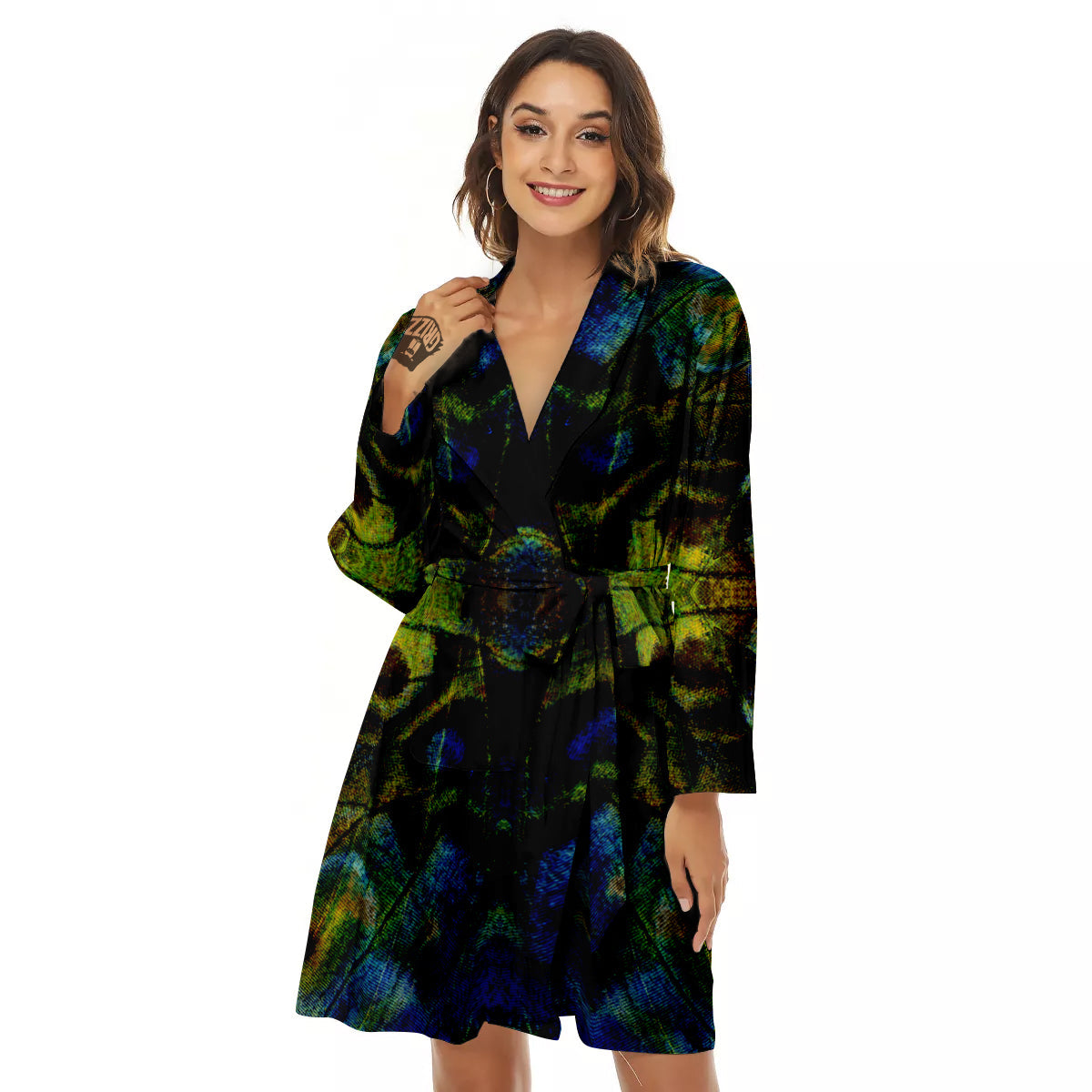 Butterfly Wing Skin Dark Print Women's Robe-grizzshop