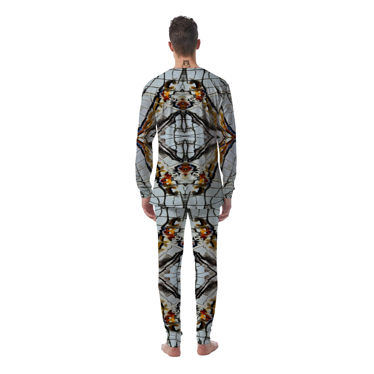 Butterfly Wing Skin Grey Print Men's Pajamas-grizzshop