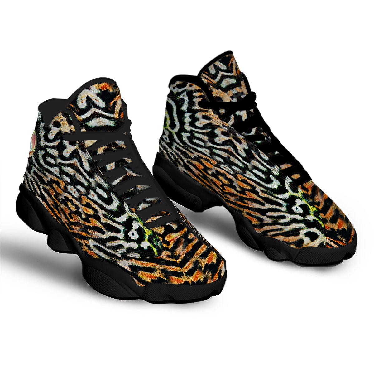 Butterfly Wing Skin Orage Print Black Basketball Shoes-grizzshop