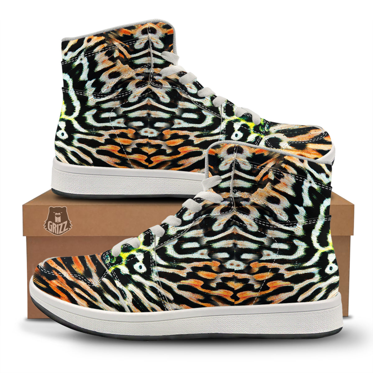 Butterfly Wing Skin Orage Print High Top Sneakers-grizzshop
