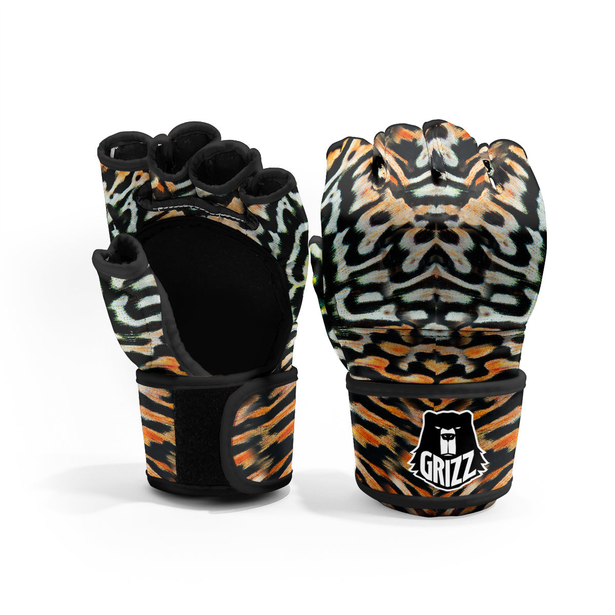 Butterfly Wing Skin Orage Print MMA Gloves-grizzshop