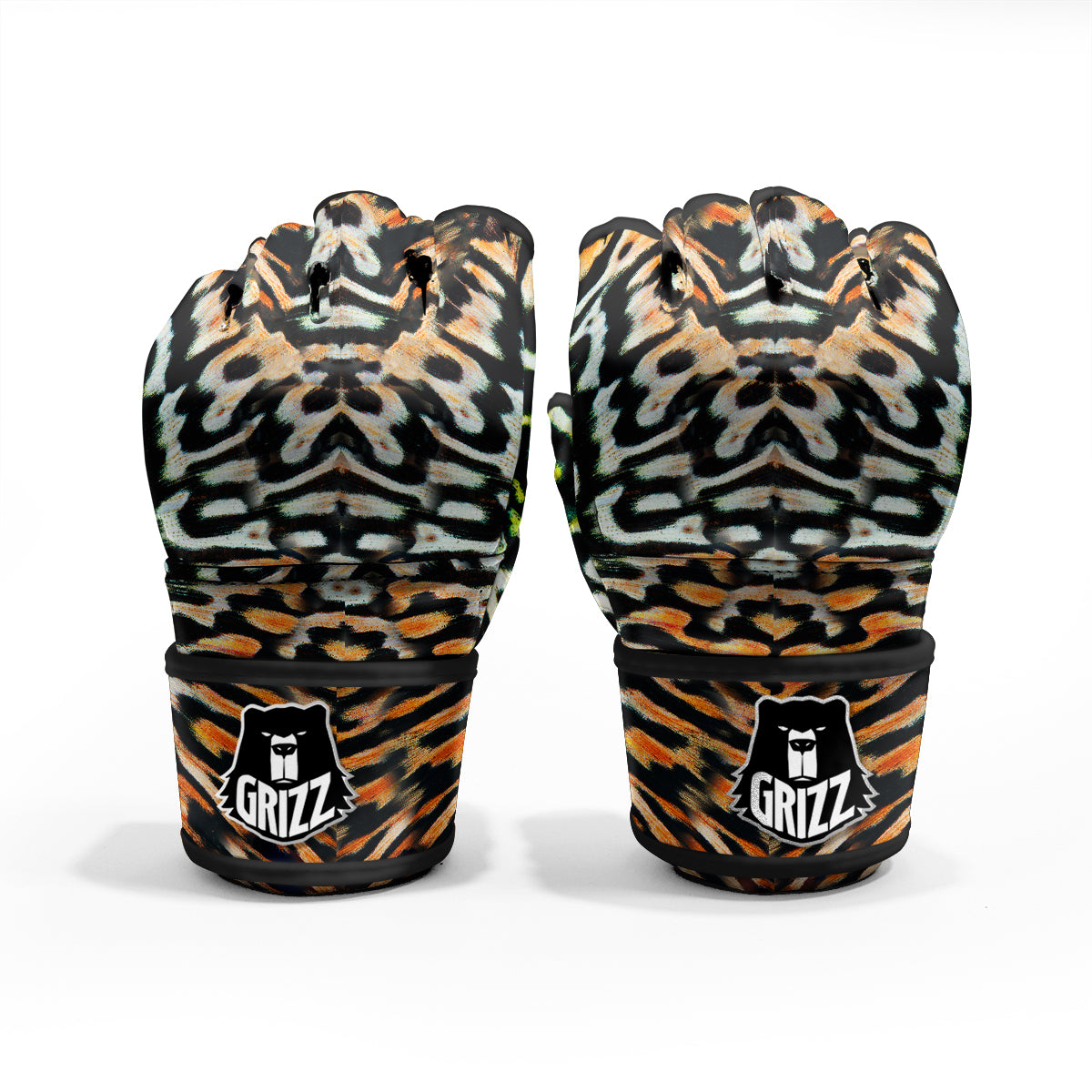Butterfly Wing Skin Orage Print MMA Gloves-grizzshop
