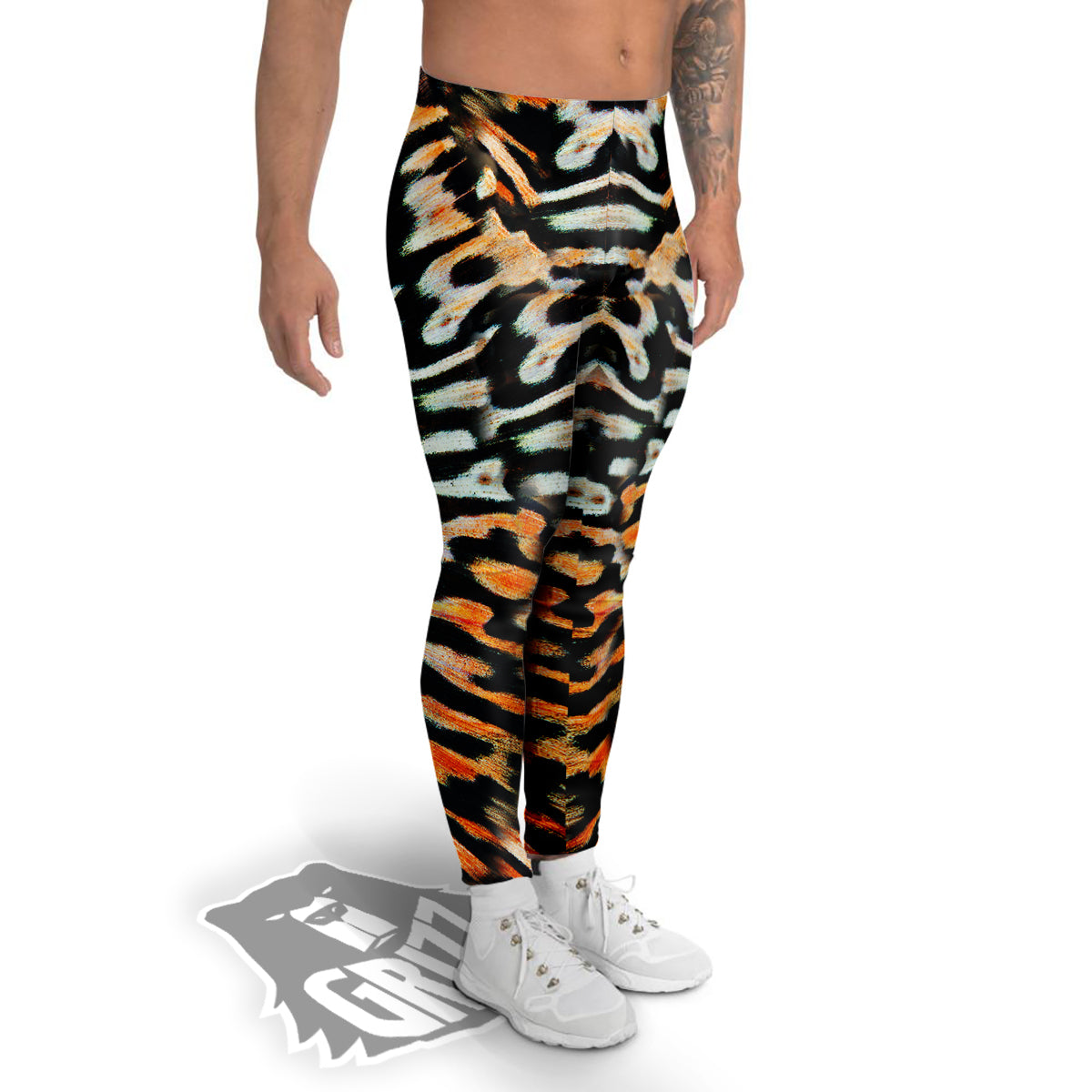 Butterfly Wing Skin Orage Print Men's Leggings-grizzshop