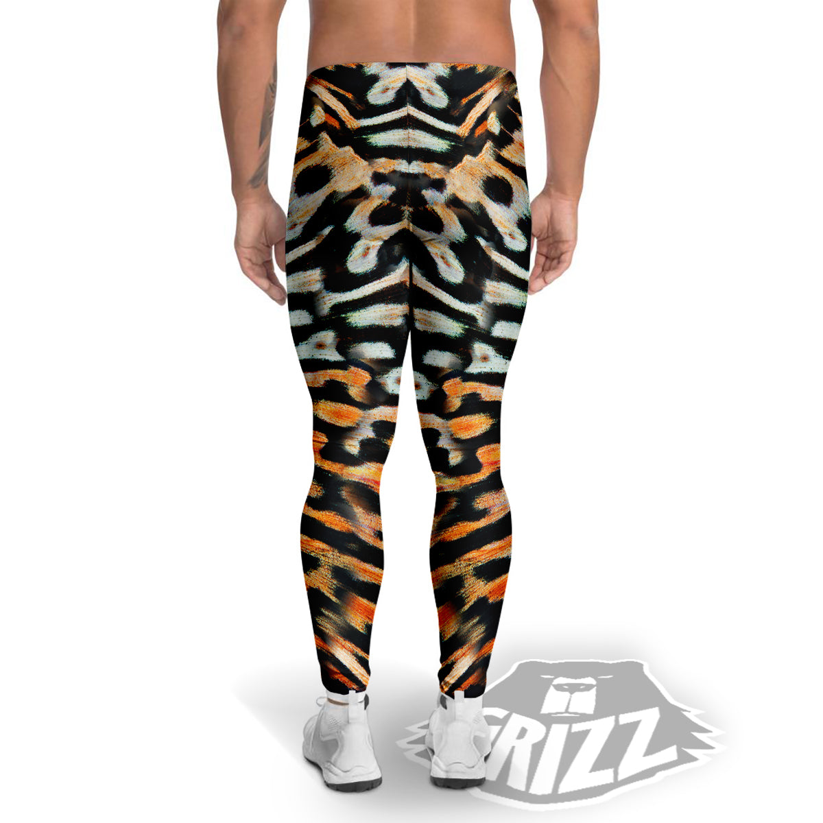 Butterfly Wing Skin Orage Print Men's Leggings-grizzshop