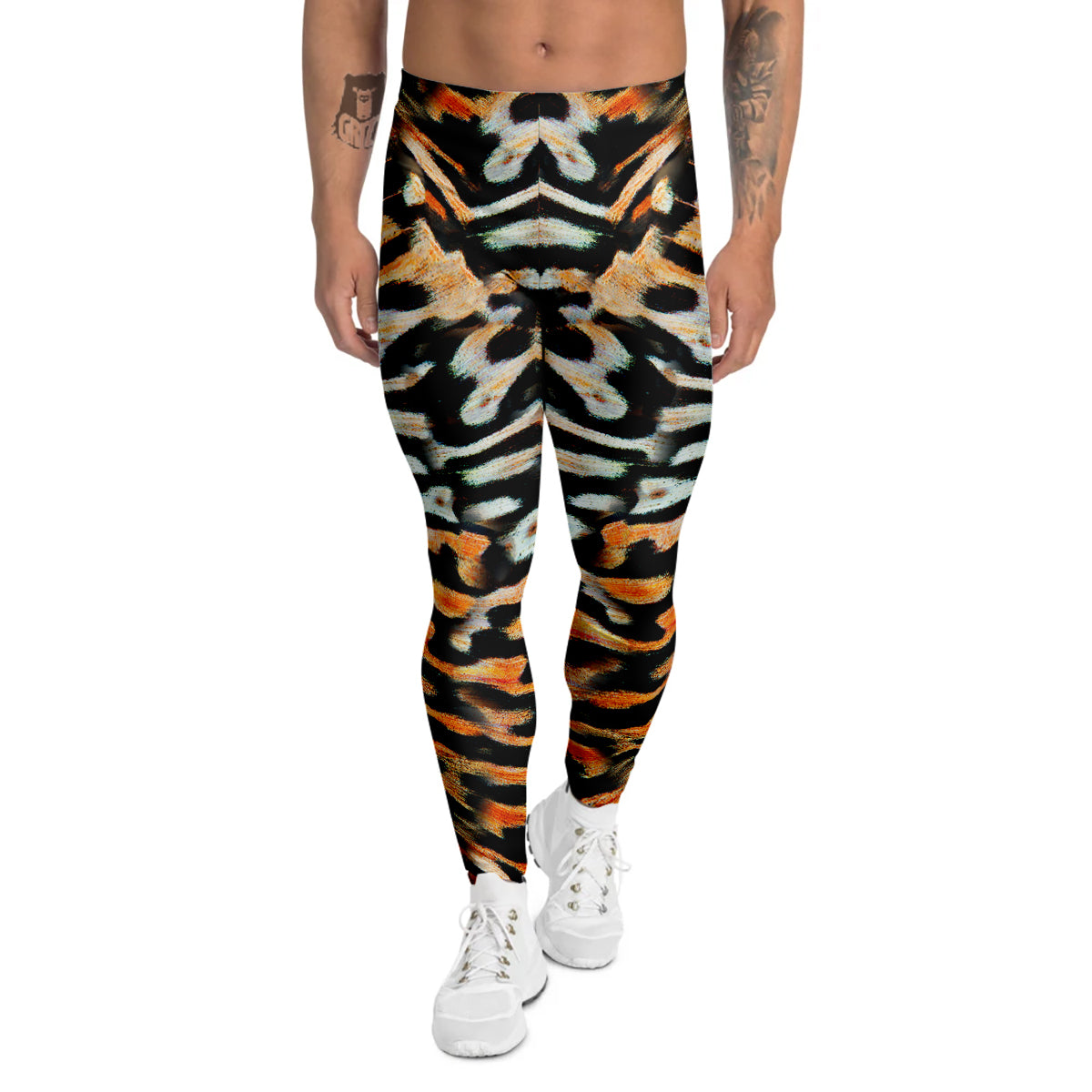 Butterfly Wing Skin Orage Print Men's Leggings-grizzshop