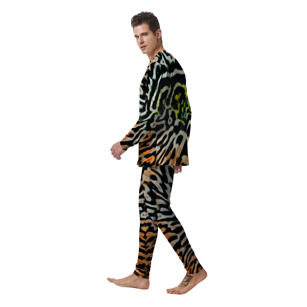 Butterfly Wing Skin Orage Print Men's Pajamas-grizzshop